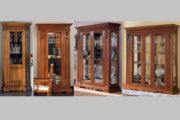 Классические витрины в шпоне  и массиве дерева: угловая с закрытым низом; 1, 2 и 3 дверные - со стеклянными боковинами и створками в гостиную Montalcino