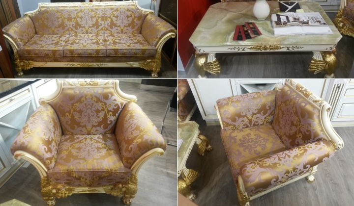 Распродажа мягкой мебели Miro фабрики Oak с экспозиции: диван, 2 кресла и журнальный столик