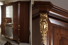 4 дверный распашной шкаф Donatello Arredo Classic в темном орехе классический с 2 зеркалами 219х73х230