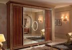 Шкаф распашной 5 дверный Giotto 299х69,5х244 в цвете орех с позолотой с 3 зеркальными дверьми