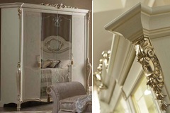 4 створчатый распашной белый классический шкаф Tiziano Arredoclassic с 2 зеркалами 219х73х230
