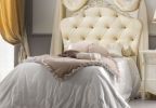 Кровать Bellini 100x200 с обивкой капитоне лакированная, цвета слоновой кости детали с сусальным золотом 138х216х153 Арт. 421