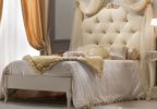 Кровать Bellini 100x200 с обивкой капитоне лакированная, цвета слоновой кости детали с сусальным золотом 138х216х153 Арт. 521