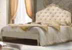 Кровать Bellini 180x200 с обивкой капитоне лакированная, цвета слоновой кости детали с сусальным золотом 198х216х153 Арт. 423