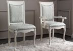 Классический белый стул и полукресло Prestige laccato с мягкой спинкой прямоугольной формы с выгнутым назад верхом