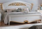 Белая кровать La Fenice laccato с деревянным изголовьем и золотым декором 160х200 и 180х200 L.195 x 212 H.135 L.215 x 212 H.135 Арт. 1303 и 1301