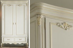 Белый классический распашной 2 створчатый шкаф Benedetta Cavio на фигурных ножках с 2 ящиками 140х61х219