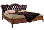 Кровать Бенедетта в вишне с мягкой стеганой спинкой в коже коричневого цвета 160х200, 180х200, 120х200