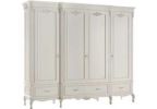 Белый шкаф для одежды 4-х дверный распашной Benedetta фабрики Cavio с 2+1 ящиками на фигурных ножках L.262 P.66 H.245 BN8828