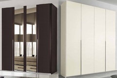 Распашной четырехдверный шкаф Moderno Dal Cin в беленом ясене или в венге с 2 зеркалами 184x62x220, а также другие шкафы в стиле минимализм