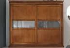 Шкаф-купе двух створчатый с узкими стеклянными вставками на широких створках 235х67х245 AR720/20DR Спальная мебель Грандама орех