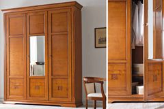 Распашной трехстворчатый шкаф Bohemia в отделке вишня янтарного цвета с / без зеркал 193x67х244