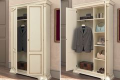 Белый распашной двухдверный шкаф Palazzo Ducale laccato Prama для одежды глубиной 42 см 112x42х214