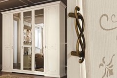 5 дверный распашной шкаф Afrodita avorio в цвете слоновая кость с 3 зеркальными дверьми 238x65х245
